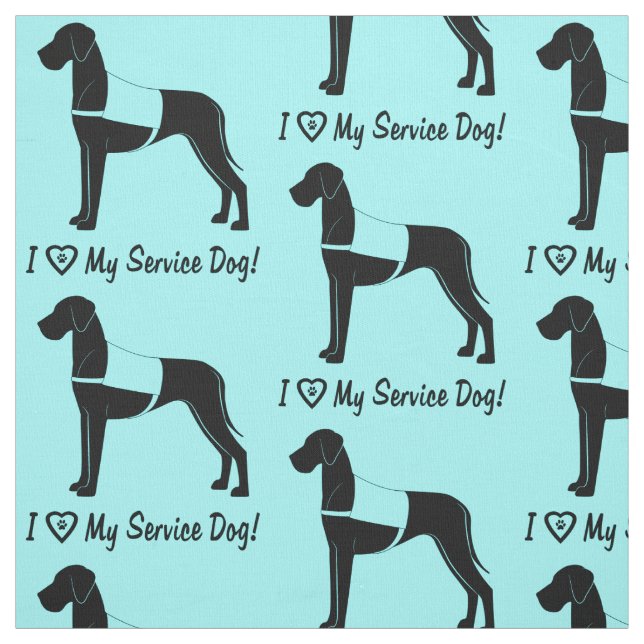Tissu J'aime mon chien de service de great dane ! (Échantillon)