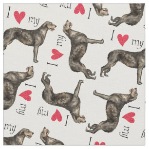 Tissu J'aime mon chien-loup irlandais