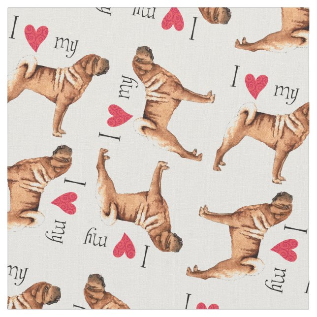 Tissu J'aime mon chinois Shar-Pei (Fermer)