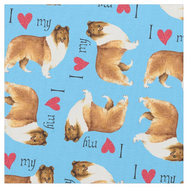 Tissu J'aime mon colley (Fermer)