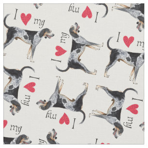 Tissu J'aime mon Coonhound de Bluetick