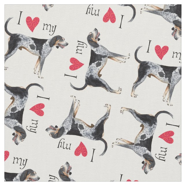 Tissu J'aime mon Coonhound de Bluetick (Fermer)