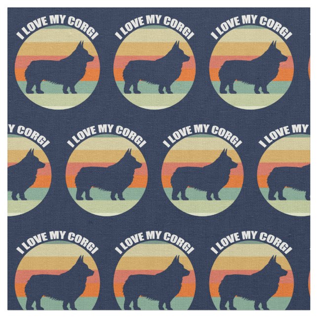 Tissu J'Aime Mon Corgi (Fermer)