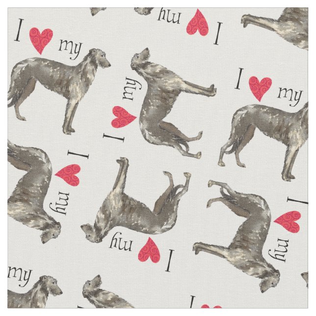Tissu J'aime mon Deerhound écossais (Fermer)
