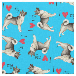 Tissu J'aime mon Elkhound norvégien