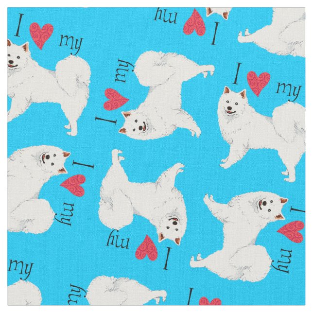 Tissu J'aime mon Eskie (Fermer)