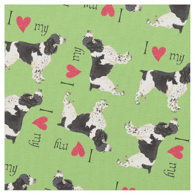 Tissu J'aime mon espagnol Springer anglais (Fermer)