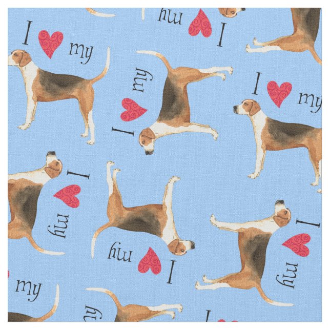 Tissu J'aime mon fox-hound américain (Fermer)