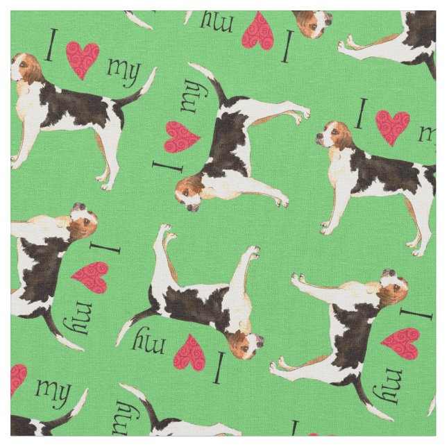 Tissu J'aime mon fox-hound anglais (Fermer)