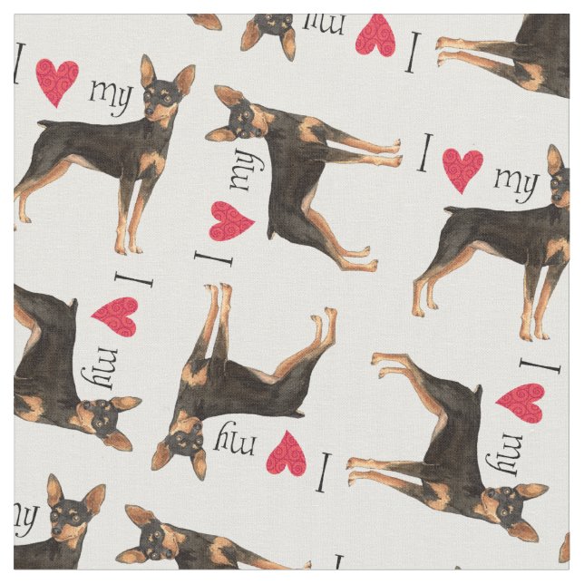Tissu J'aime mon inscher miniature (Fermer)