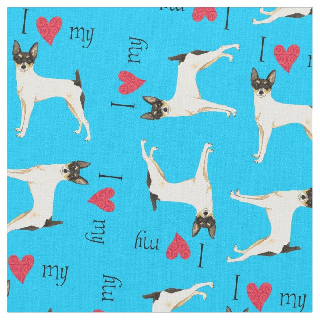 Tissu J'aime mon jouet Fox Terrier (Fermer)