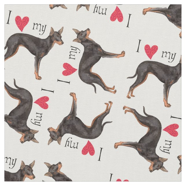 Tissu J'aime mon jouet Manchester Terrier (Fermer)