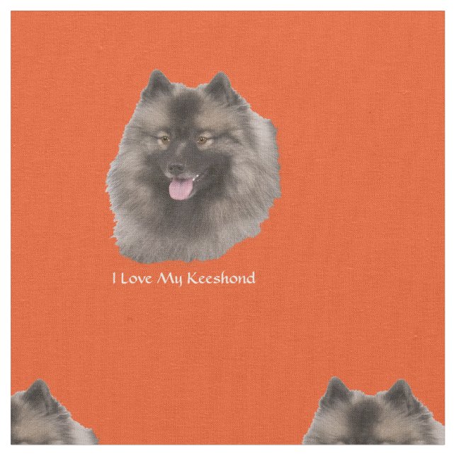 Tissu J'aime mon Keeshond (Fermer)
