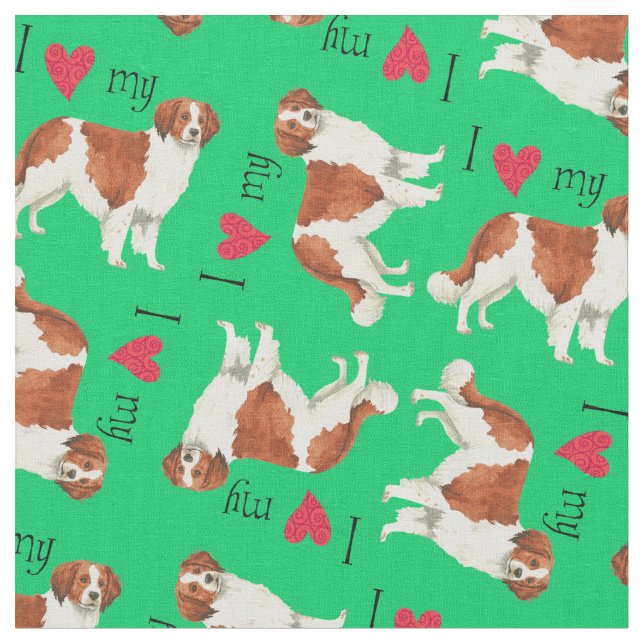 Tissu J'aime mon Kooikerhondje (Fermer)