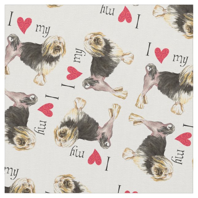 Tissu J'aime mon Lowchen (Fermer)