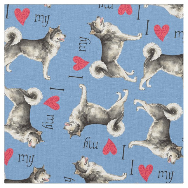 Tissu J'aime mon malemute (Fermer)