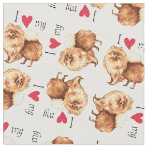 Tissu J'aime mon Pomeranian
