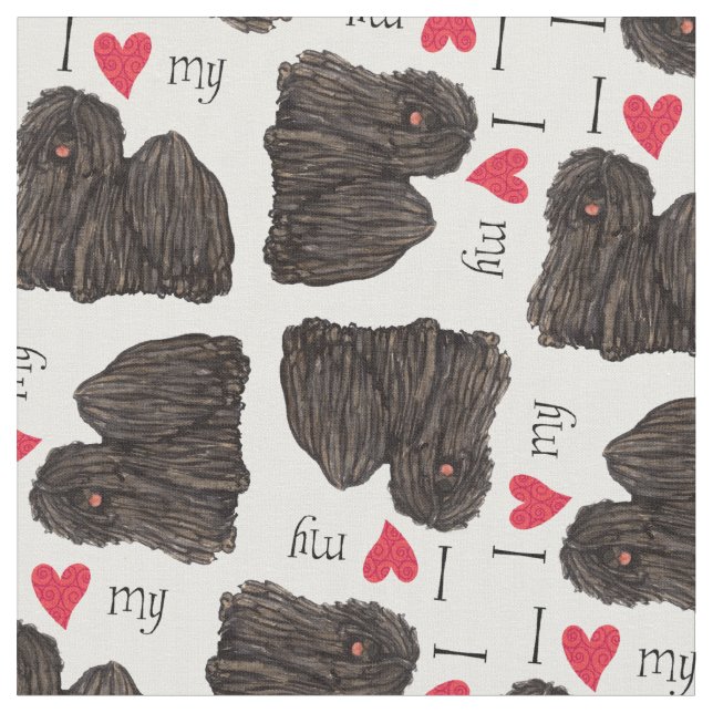 Tissu J'aime mon Puli (Fermer)