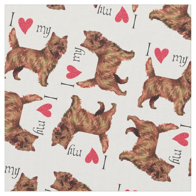 Tissu J'aime mon Ringard Cairn Terrier (Fermer)