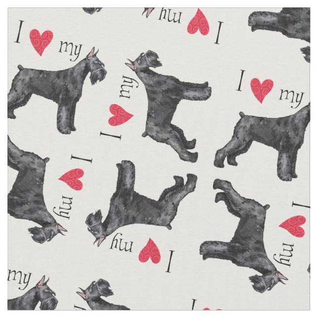 Tissu J'aime mon Schnauzer géant (Fermer)