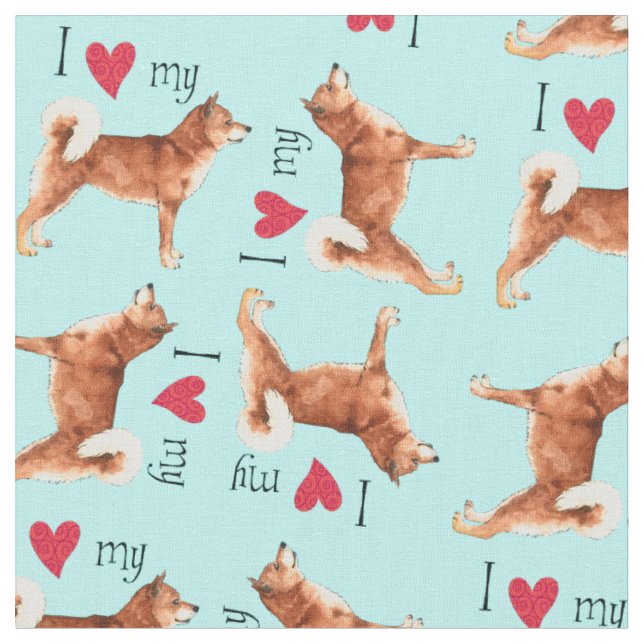 Tissu J'aime mon Shiba Inu (Fermer)