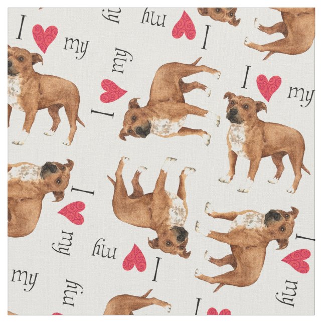 Tissu J'aime mon Stafford (Fermer)