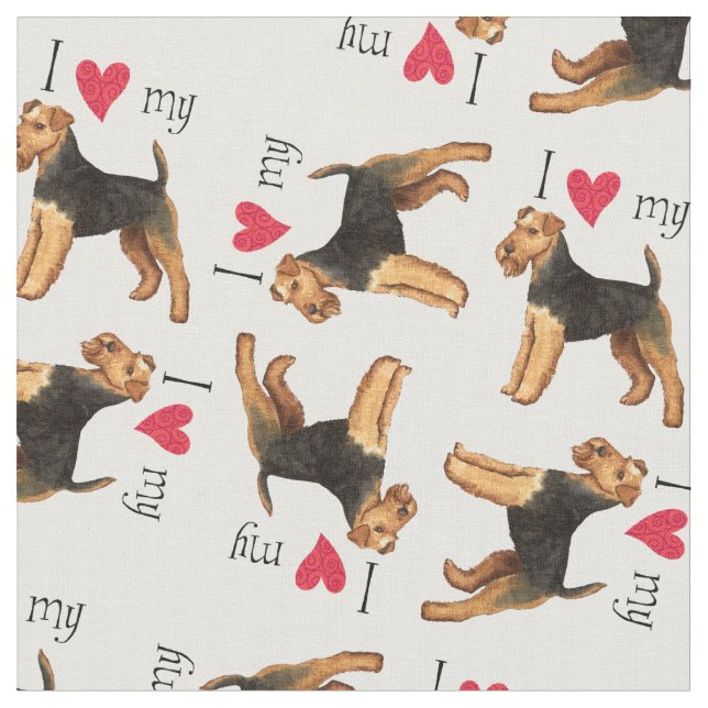 Tissu J'aime mon Terrier gallois (Fermer)
