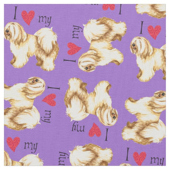 Tissu J'aime mon Terrier tibétain (Fermer)