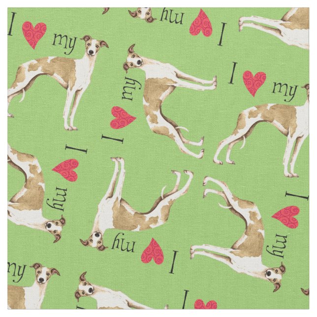 Tissu J'aime mon Whippet (Fermer)