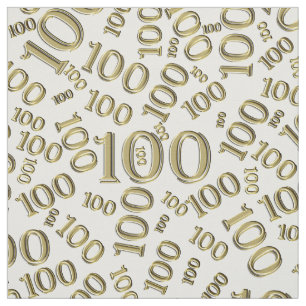 Tissu Jalon 100 Numéro Motif Or/Blanc