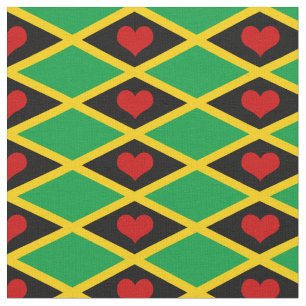 Tissu Jamaica Flag Fabric & Heart fashion/reggae