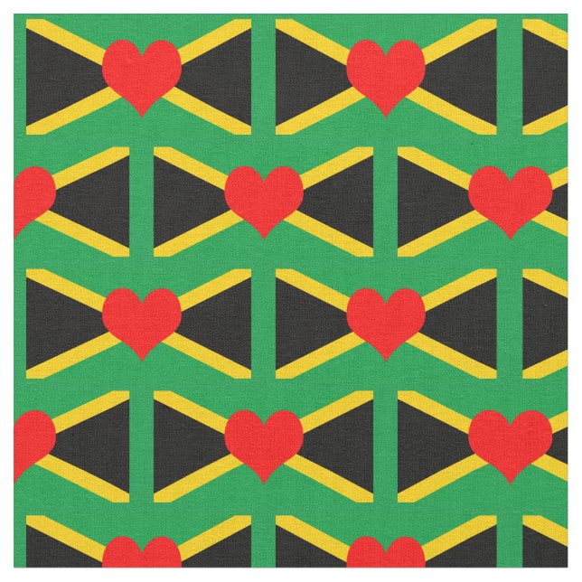 Tissu Jamaica Flag Fabric & Heart, mode/reggae branchée (Fermer)