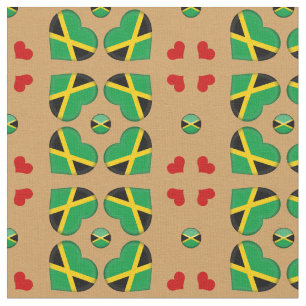 Tissu Jamaican Flag & Jamaica Hearts / fashion Fabric