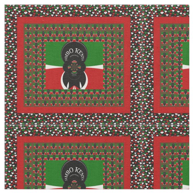 Tissu Jambo Kenya noir rouge vert couleur drapeau (Fermer)
