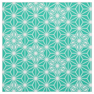 Tissu Japonais Asanoha motif - bleu paon