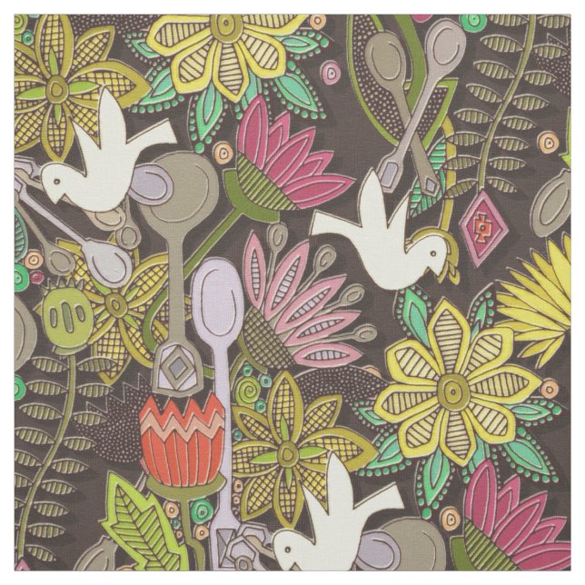 Tissu jardin à cuillère de colombe (Échantillon)