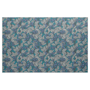 Tissu Jardin aux bleuets, bleu et gris