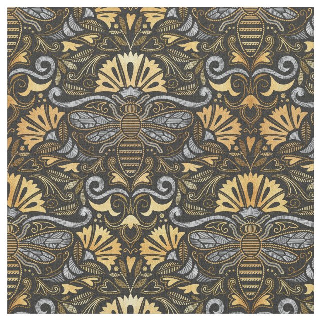 Tissu Jardin d'abeilles Queen // style passementerie bro (Fermer)