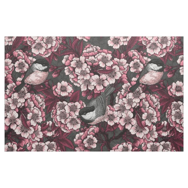 Tissu Jardin de cerisier nocturne (Fat Quarter)