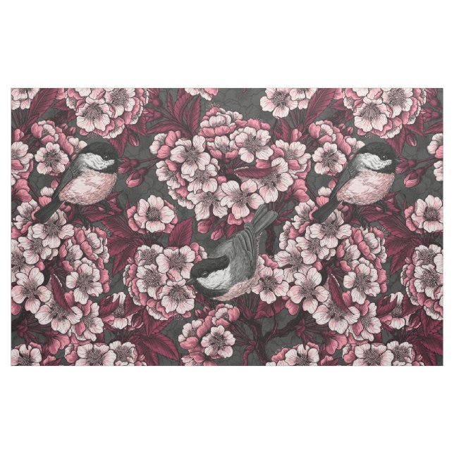 Tissu Jardin de cerisiers nocturne (Fat Quarter)