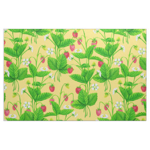 Tissu Jardin de fraise sur jaune