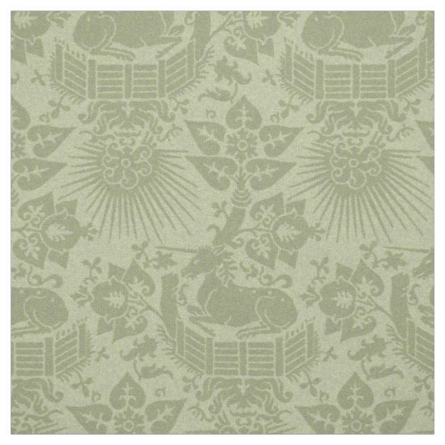 Tissu Jardin de la licorne de la Renaissance, vert du pr (Échantillon)