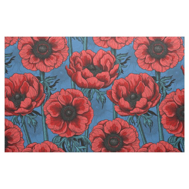Tissu Jardin de l'anémone rouge (Fat Quarter)