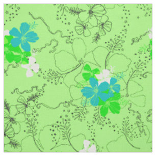 Tissu Jardin de minuit Hawaïen Hibiscus Floral