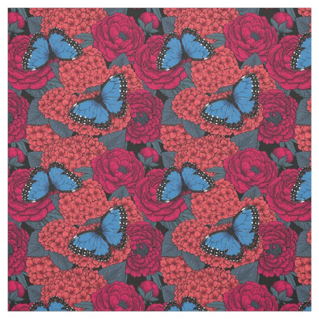 Tissu Jardin de morpho bleu (Échantillon)