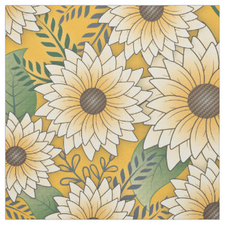 Tissu Jardin de tournesol jaune fleuri gras