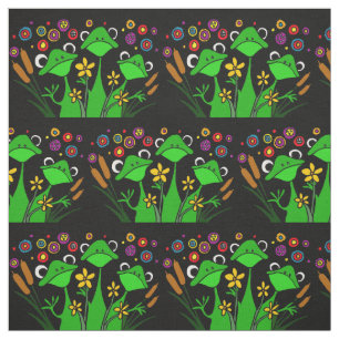 Tissu Jardin des grenouilles et des cattails d'arbres am