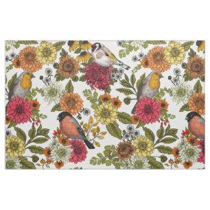 Tissu Jardin d'oiseaux et de fleurs 1