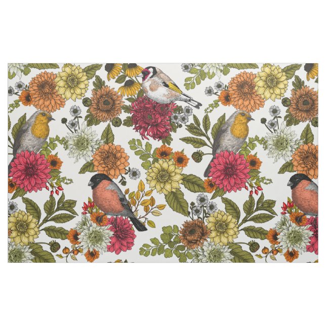 Tissu Jardin d'oiseaux et de fleurs 1 (Fat Quarter)
