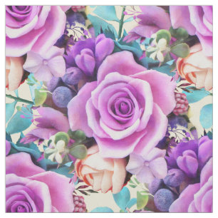 Tissu Jardin Fleurs Roses romantiques